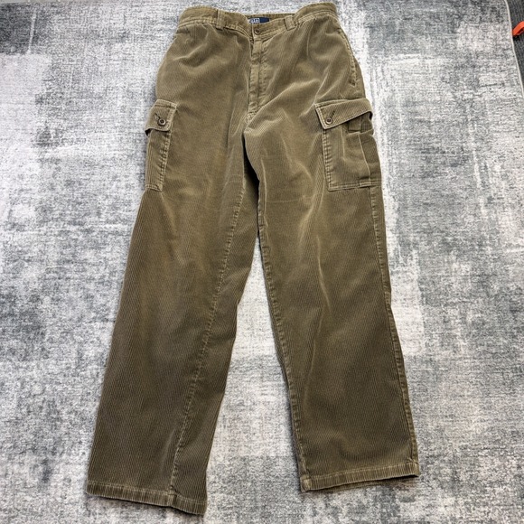 VTG Polo Ralph Lauren Cargo Corduroy Pants Men 32x30 (30x30) Brown Wide Wale 90s - Picture 2 of 13